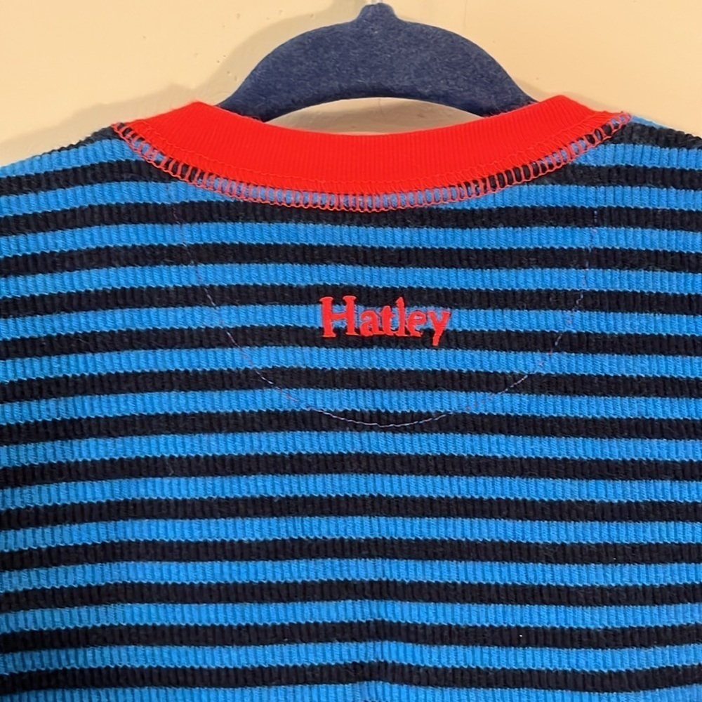 HATLEY Infant 3-6mo Tractor Striped Long Sleeve Cotton Thermal Blue White Red - Picture 8 of 8